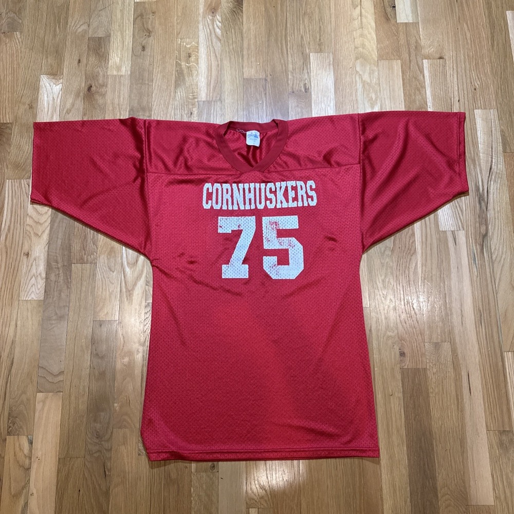 Vintage Nebraska Cornhuskers #75 Majestic Football Jersey USA Made Size Small